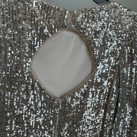 Aqua sequin long sleeve dress Sz. 4 - Picture 8 of 15